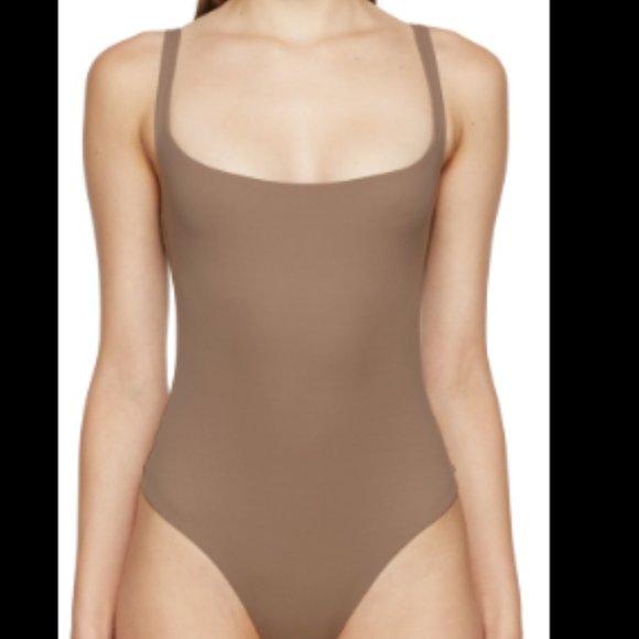 SKIMS ( Sienna-NWT) Cotton Square Neck Thong Bodysuit - Picture 1 of 5